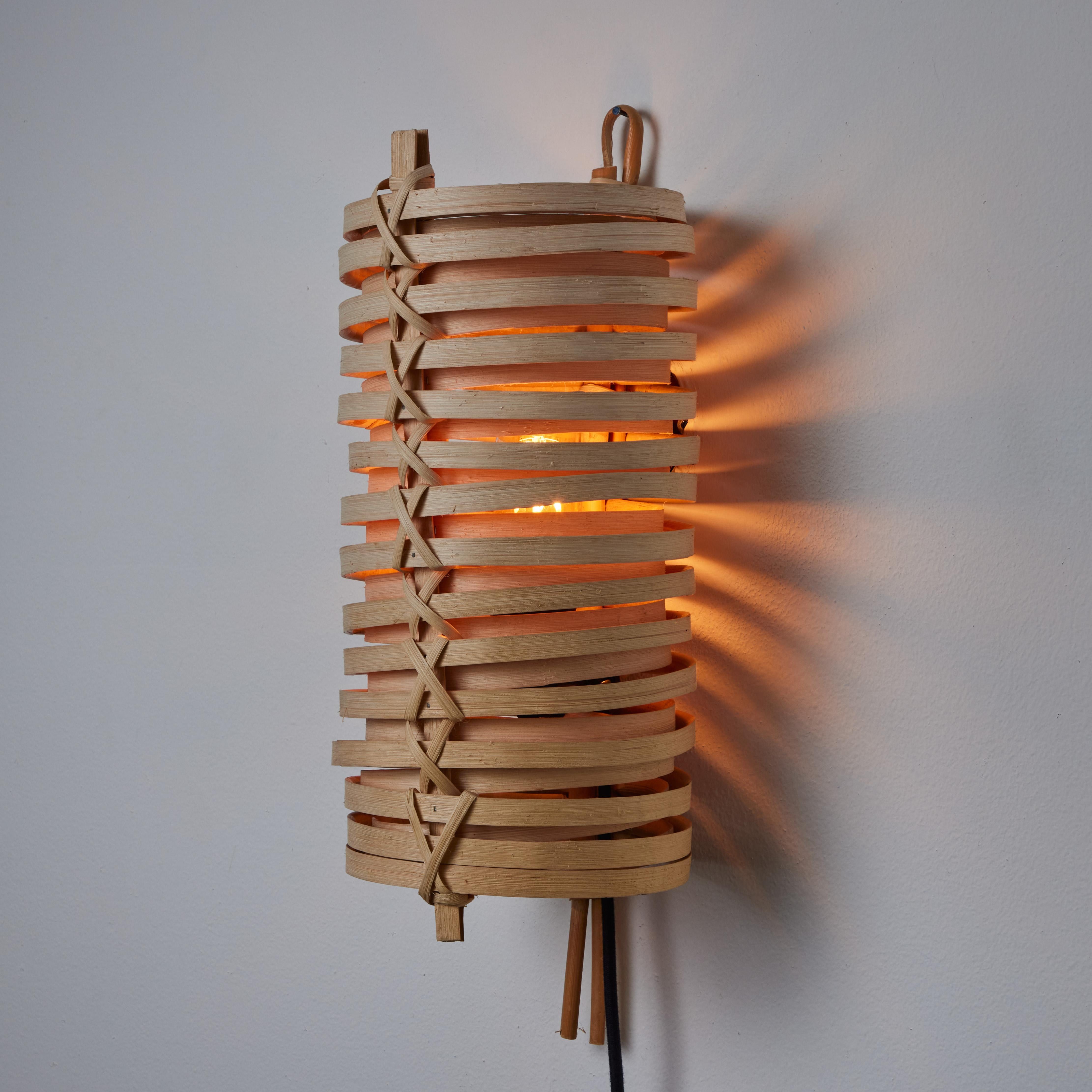 J.A. Coderch 'Junco' Rattan Cane Wall Lamp for Tunds For Sale 7