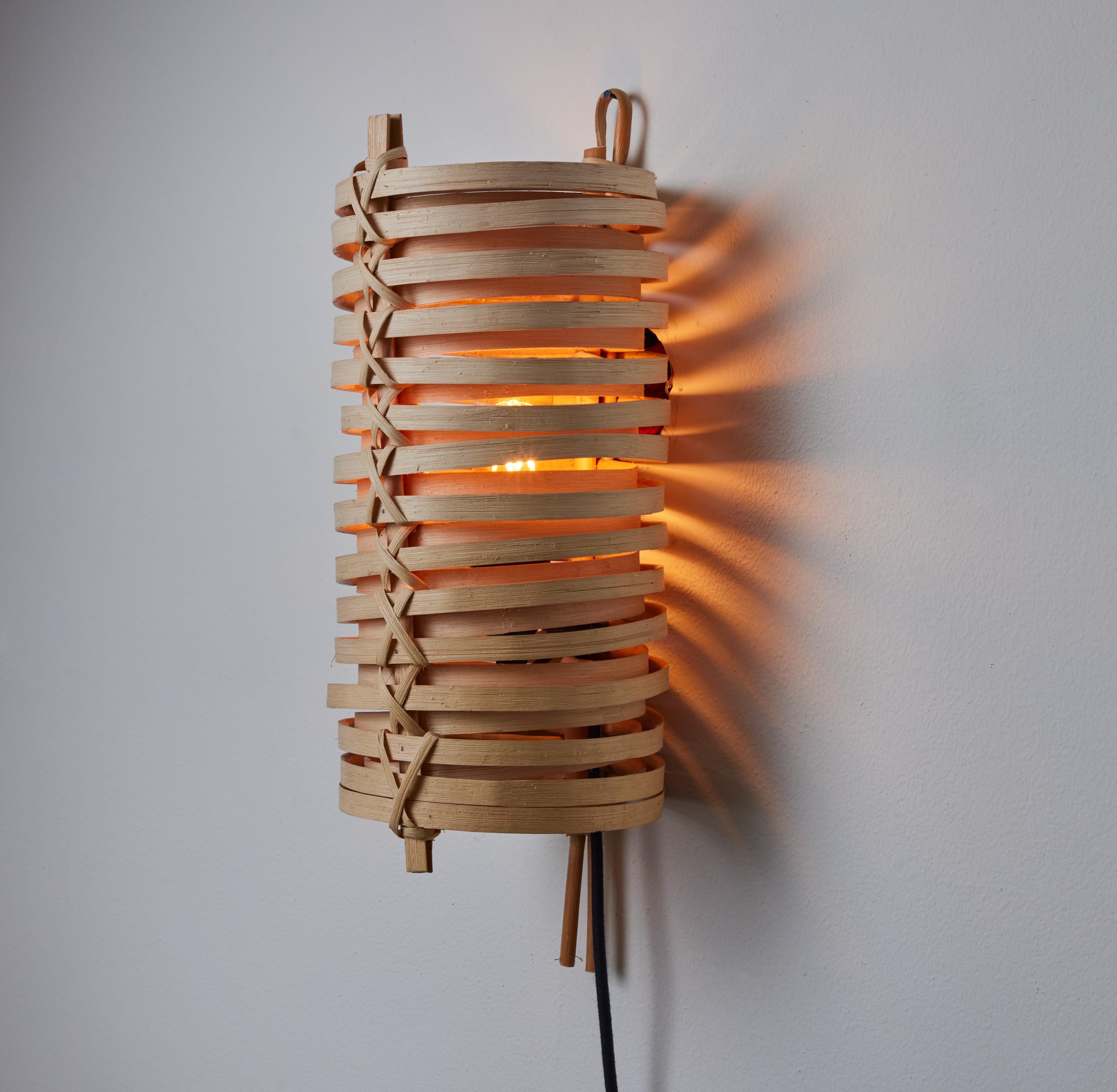 J.A. Coderch 'Junco' Rattan Cane Wall Lamp for Tunds For Sale 8