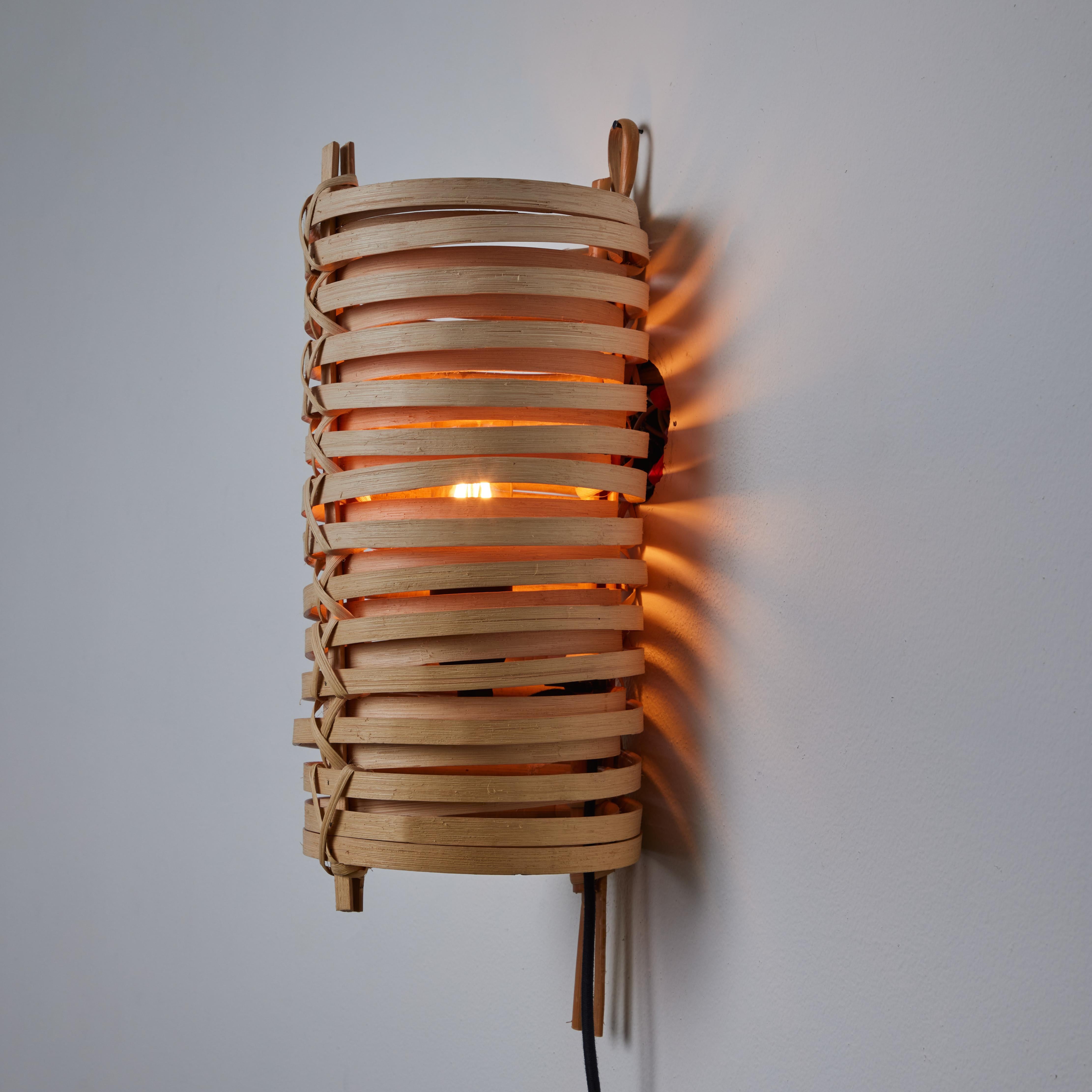 J.A. Coderch 'Junco' Rattan Cane Wall Lamp for Tunds For Sale 9