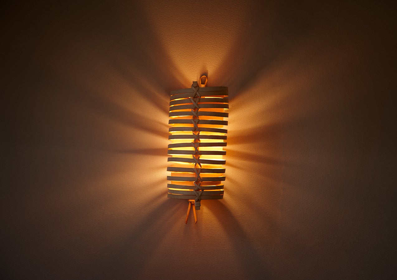 Mid-Century Modern J.A. Coderch 'Junco' Rattan Cane Wall Lamp for Tunds For Sale
