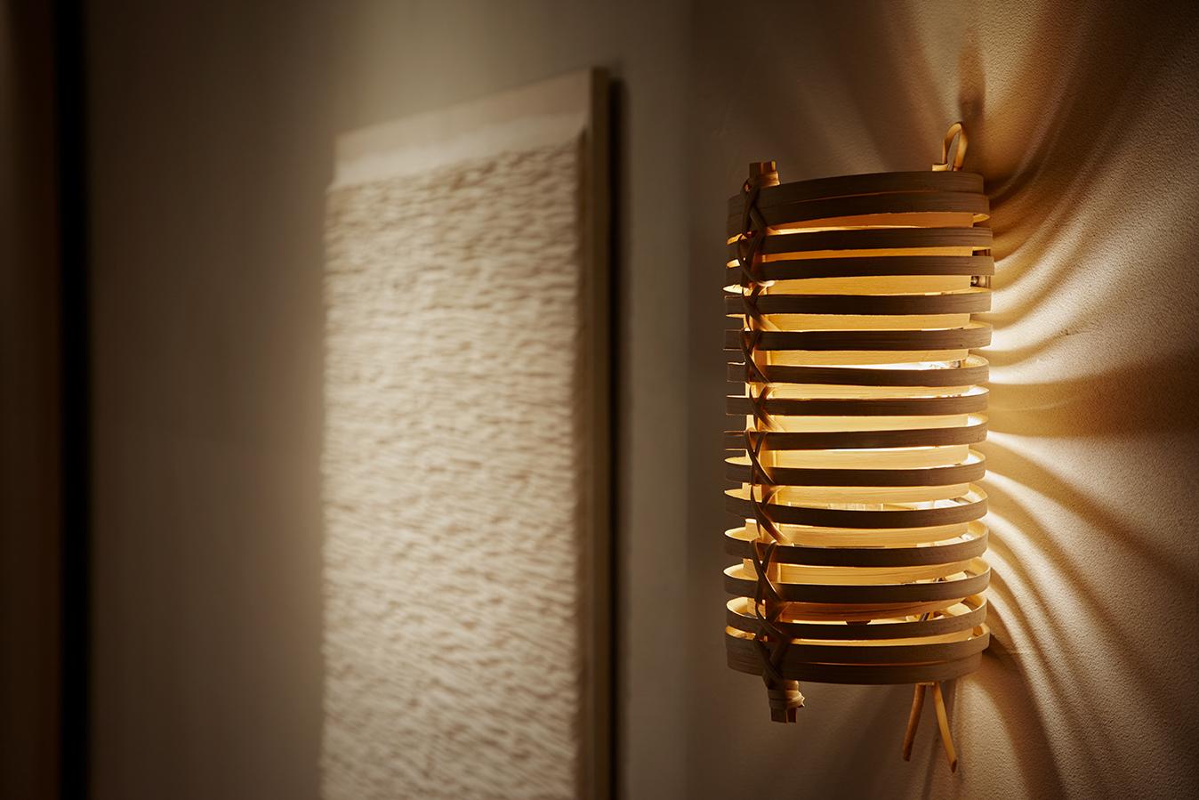 Contemporary J.A. Coderch 'Junco' Rattan Cane Wall Lamp for Tunds