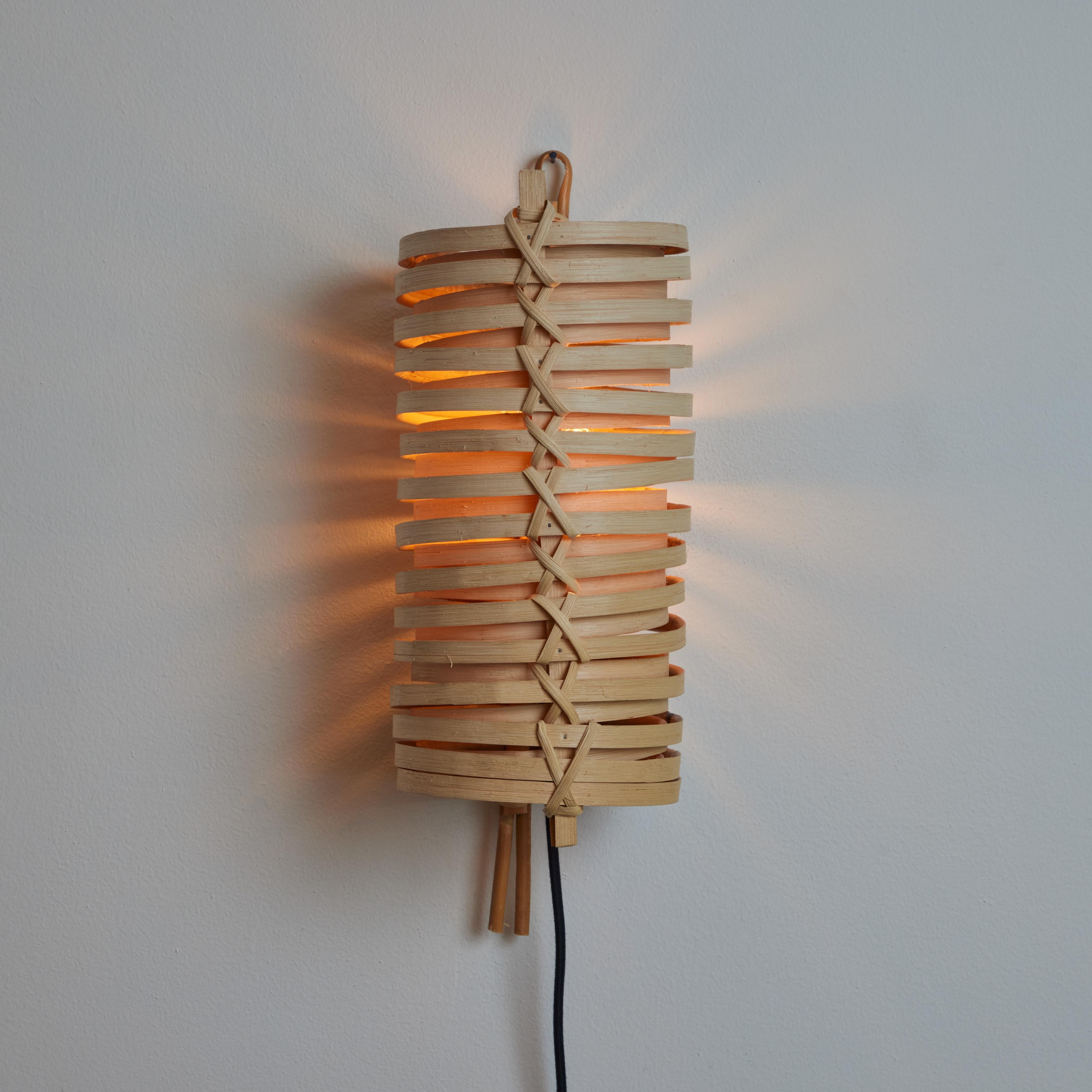 J.A. Coderch 'Junco' Rattan Cane Wall Lamp for Tunds For Sale 2