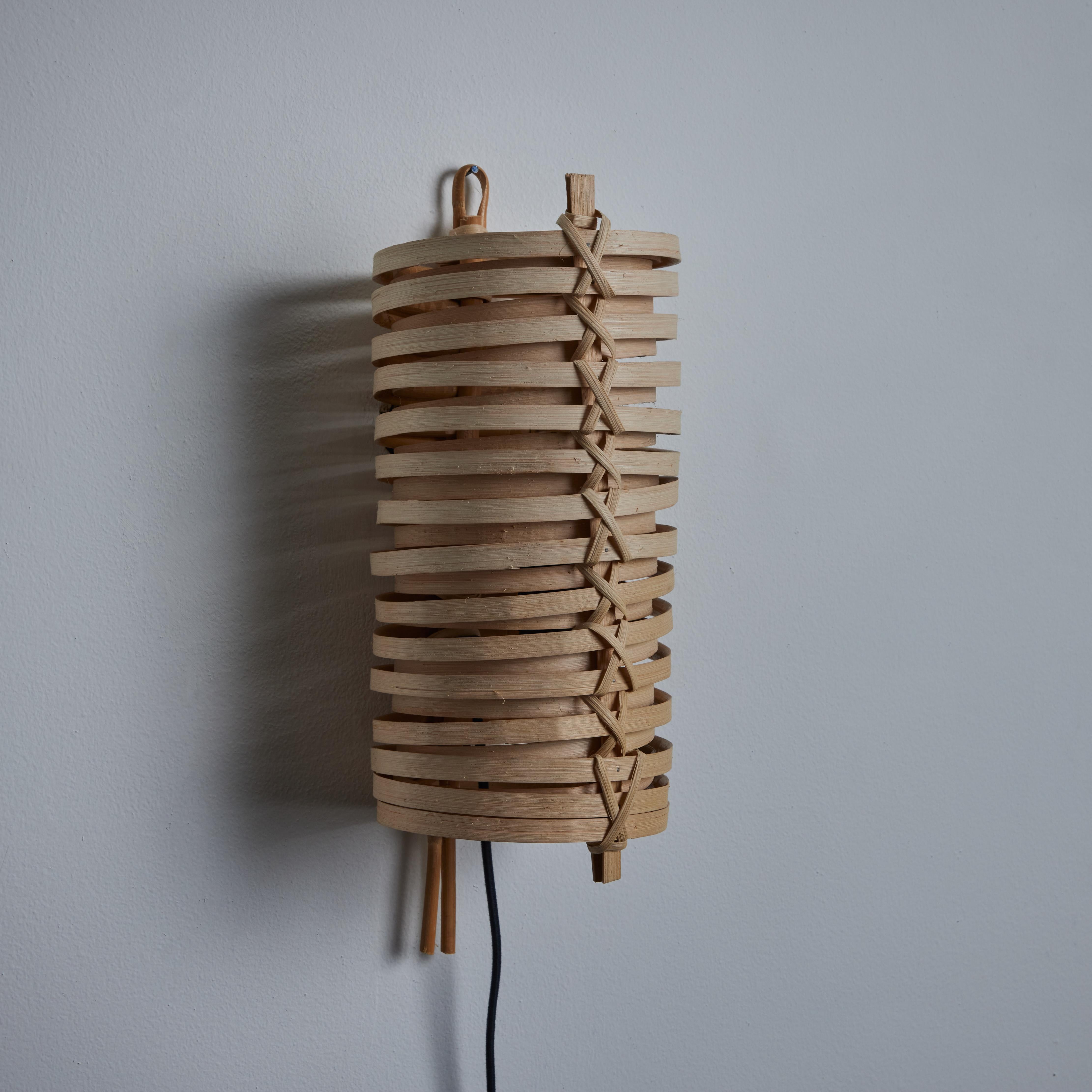 J.A. Coderch 'Junco' Rattan Cane Wall Lamp for Tunds For Sale 3