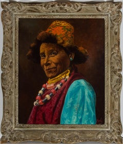 J.A. Hulbert (1900-1979) – gerahmtes Öl, Sherpa Merchant (Gangtok)