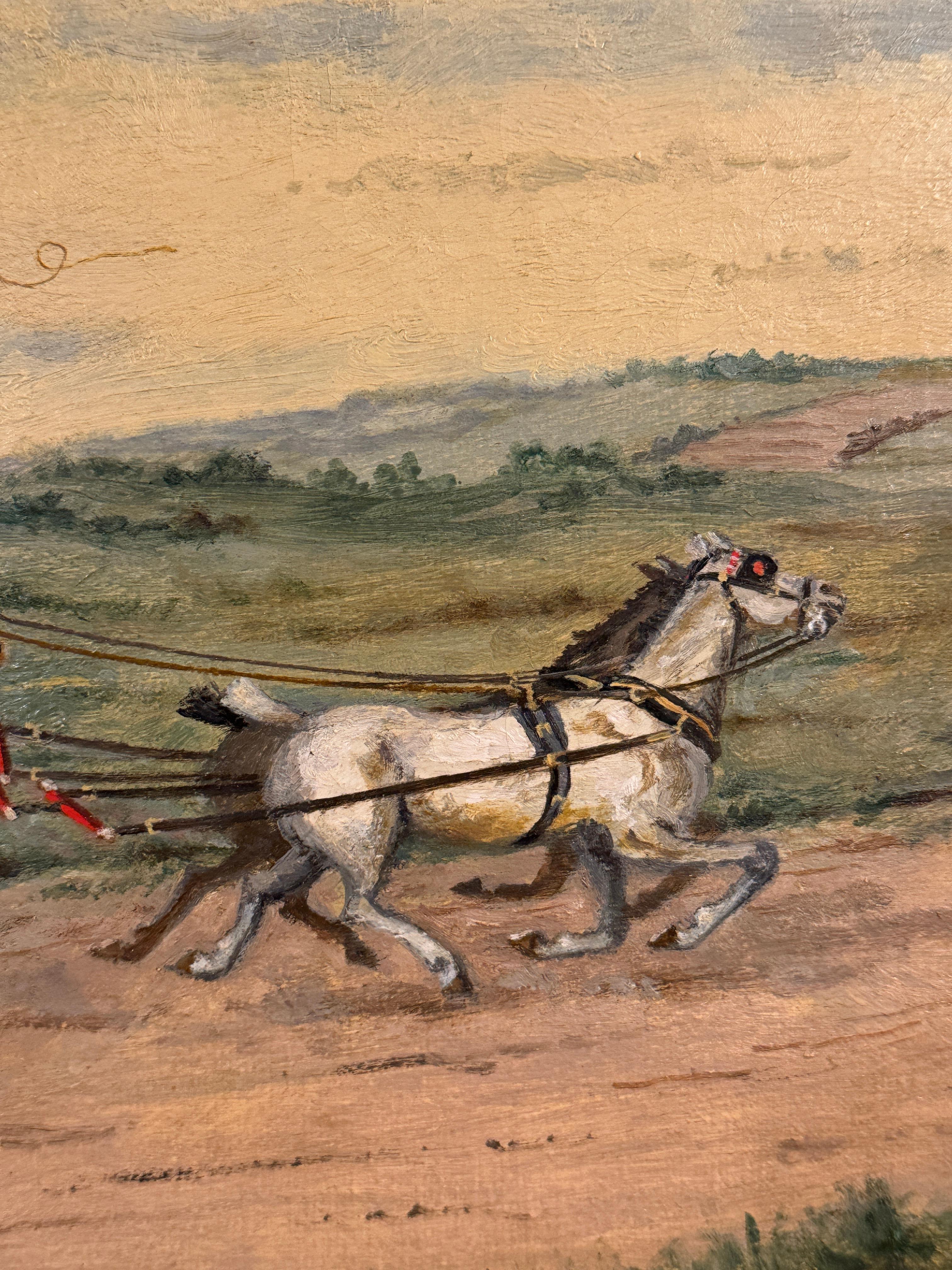 J.A.Terry, Una scena della carrozza postale da Londra a Exeter e una strada in un paesaggio.

Questo affascinante dipinto a olio dell'iconica carrozza postale da Londra a Exeter, opera del pittore inglese J.A. Terry del tardo periodo vittoriano,
