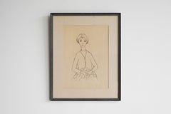 J.A. Van de Velde 'Jongedame' Carboncino su carta Belgio anni '50