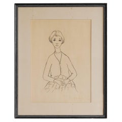 J.A. Van de Velde 'Jongedame' Carboncino su carta Belgio anni '50