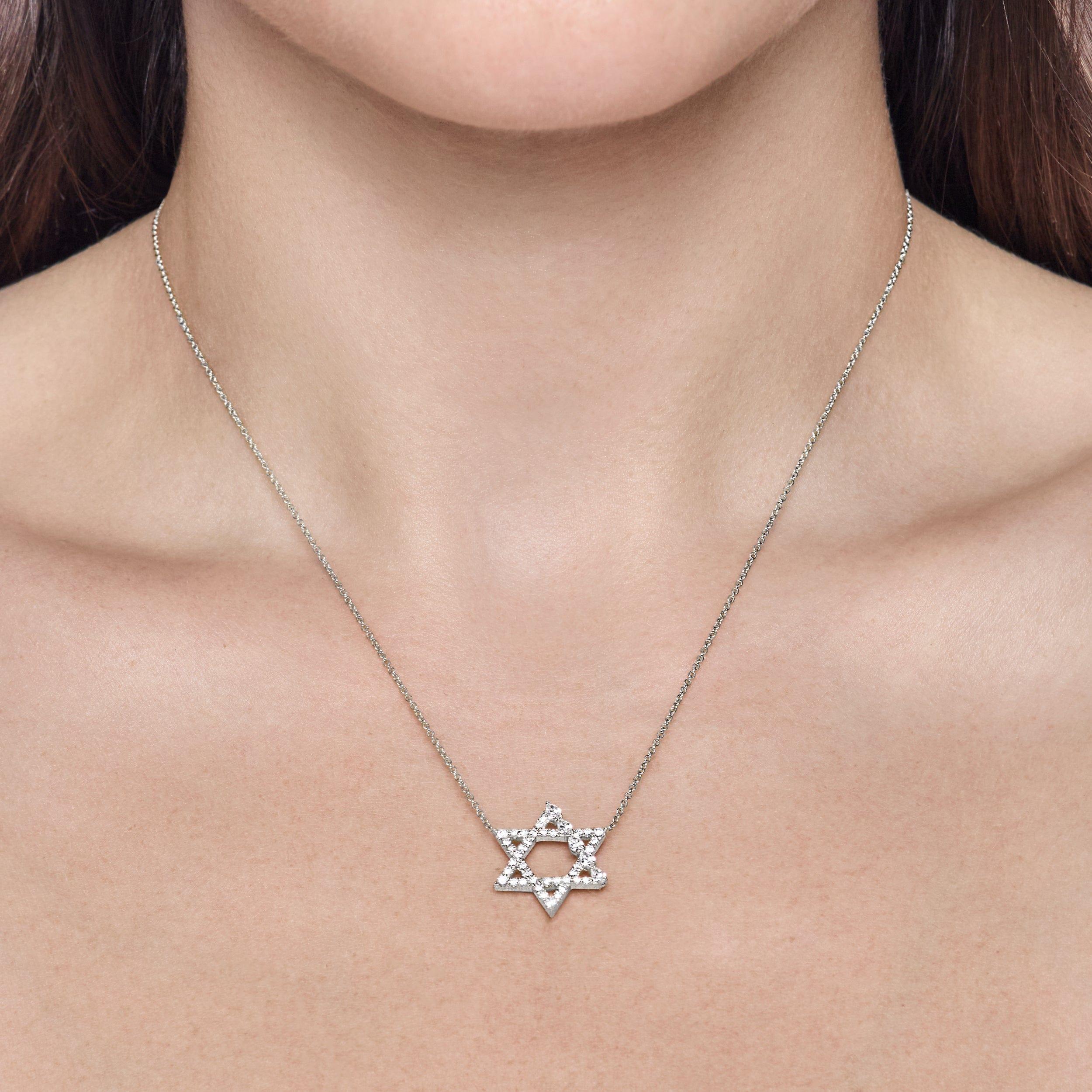 JA X Sammy Jacqueline Multi-Shape Diamond Star of David Halskette Weißgold (Gemischter Schliff) im Angebot
