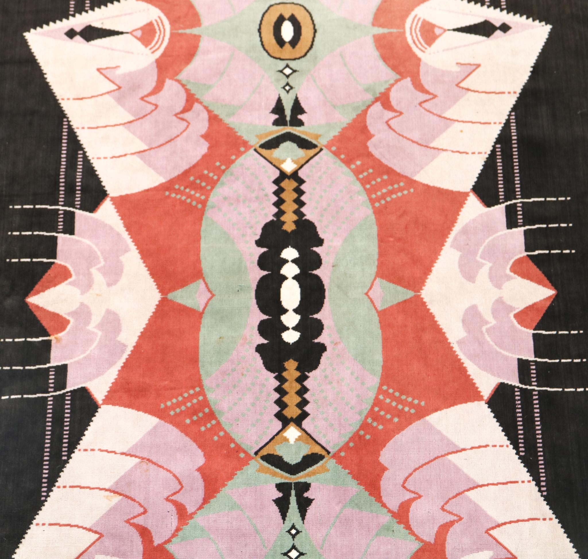 Néerlandais Jaap Gidding Nicar Art déco Amsterdamse School - Garniture murale en velours tissé, années 1920