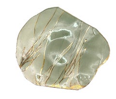 Jaap Wieman Seabed Handmade Ceramic Plate in Celadon and Gold