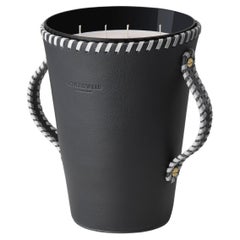 JAAR, bougeoir en cuir bleu marine et bougie scénique en bois et roses 123 Oz