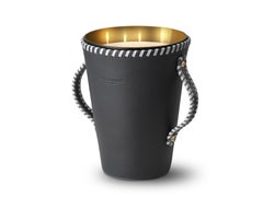 Jaar, Black Leather Candleholder, Sweet Cinnamon Scented Candle