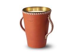 JAAR, Cognac Leather Candleholder, Sweet Cinnamon Scented Candle 123 Oz