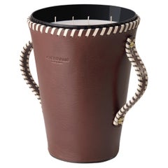 JAAR, Dark Brown Leather Candleholder, Spring Flowers & Citrus Scented 123 Oz