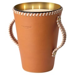 JAAR Natural Tan Leather Candleholder, Spring Flowers & Citrus Candle 123 Oz