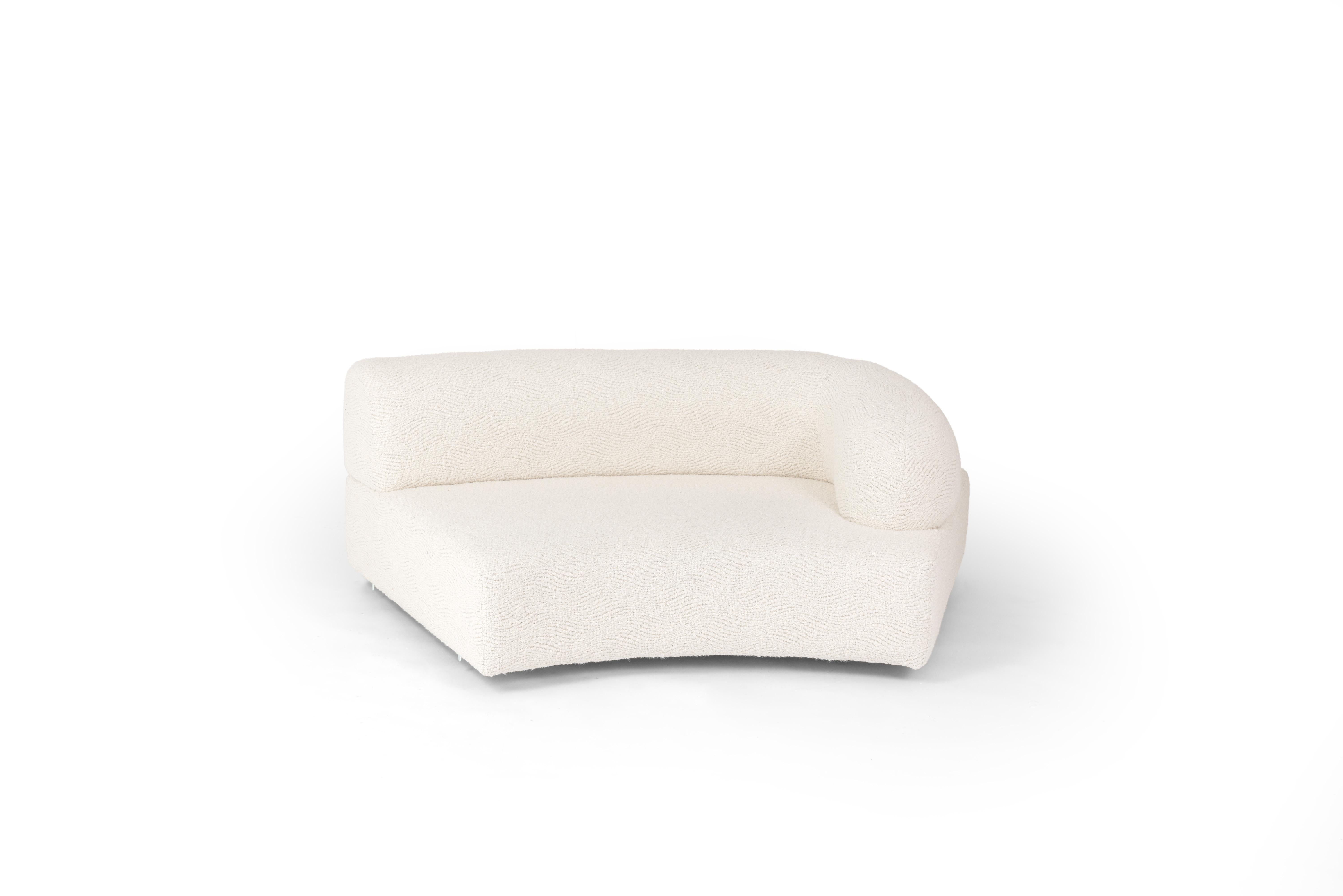 Jabba Arm Sofa by RALPH M
Dimensions: W 200 x D 120 x H 80 cm. 
Materials: Solid beech, Particle boards panels, Fabric.

Details: 
Frame: Solid beech and particle boards panels.
Seat springing: Interlaced elastic webbing.
Seat: High resilience