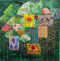 Fabrice auf grünem Grund, 100x100 cm, Acryl auf Leinwand