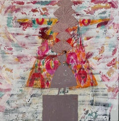Girl on a light background , 100x100 cm, acrylic on canvas
