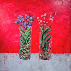 Orchidee und Libelle, 130x140 cm, Acryl auf Leinwand