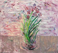 Orchidee und Libelle, 130x140 cm, Acryl auf Leinwand