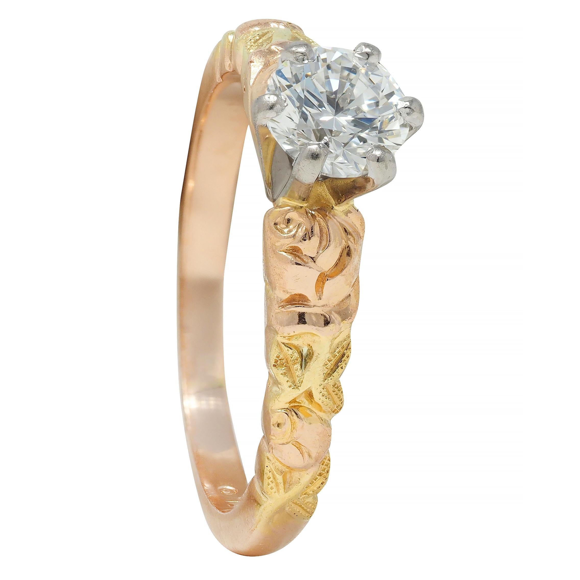 Jabel 0.45 CTW Round Brilliant Diamond 14 Karat Tri-Gold Rose Engagement Ring 5