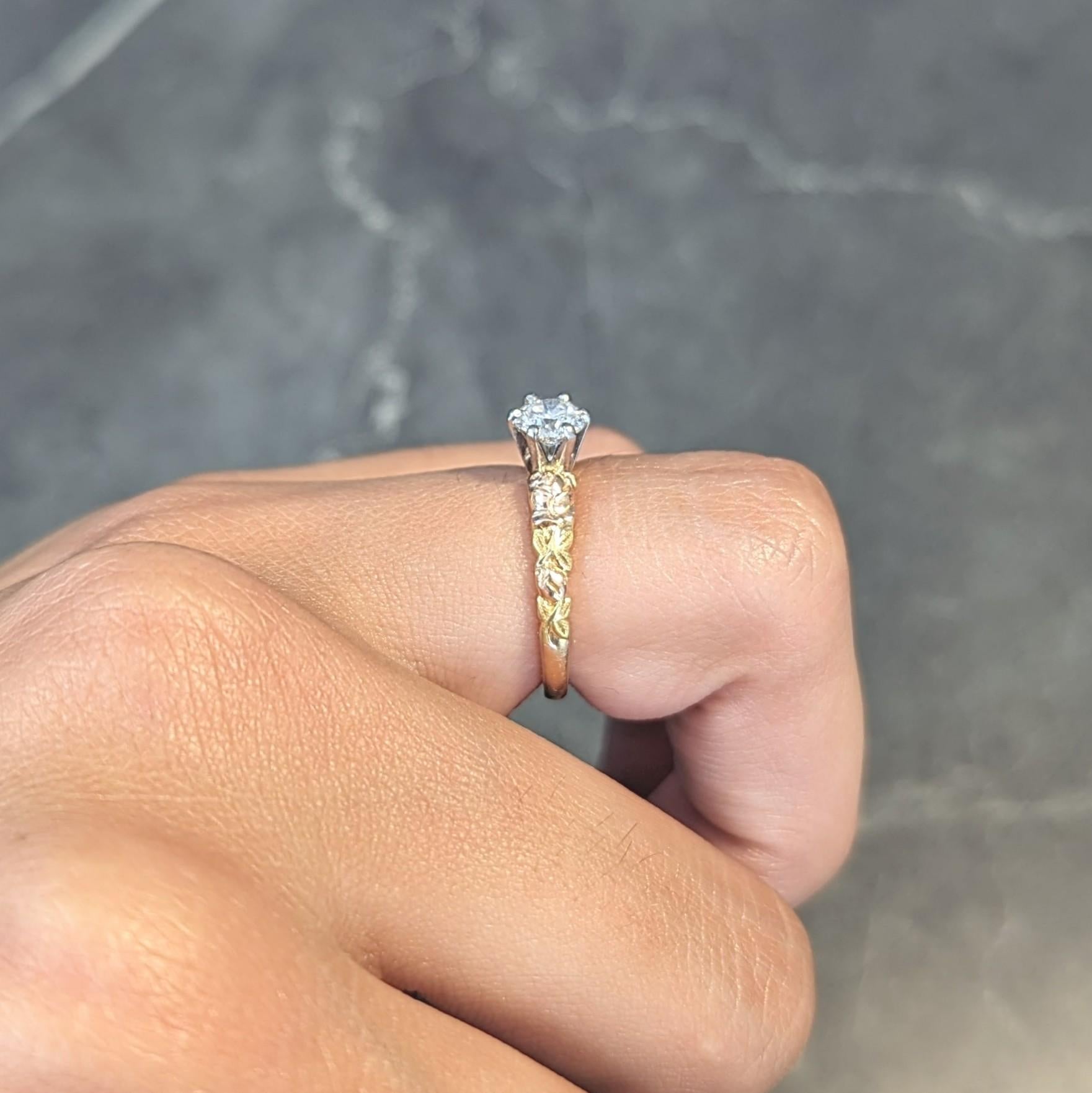 Jabel 0.45 CTW Round Brilliant Diamond 14 Karat Tri-Gold Rose Engagement Ring 8