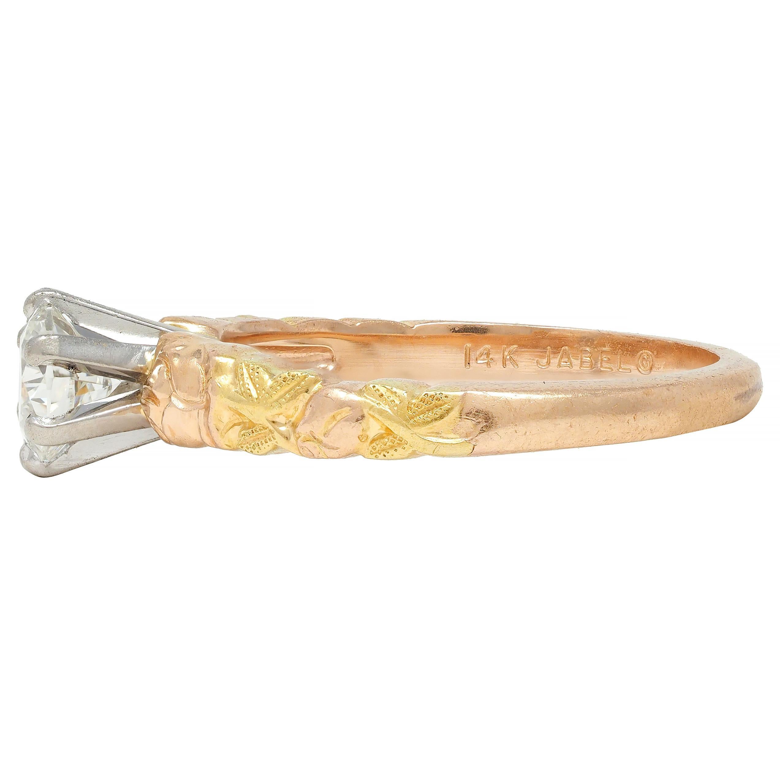 Jabel 0.45 CTW Round Brilliant Diamond 14 Karat Tri-Gold Rose Engagement Ring 1