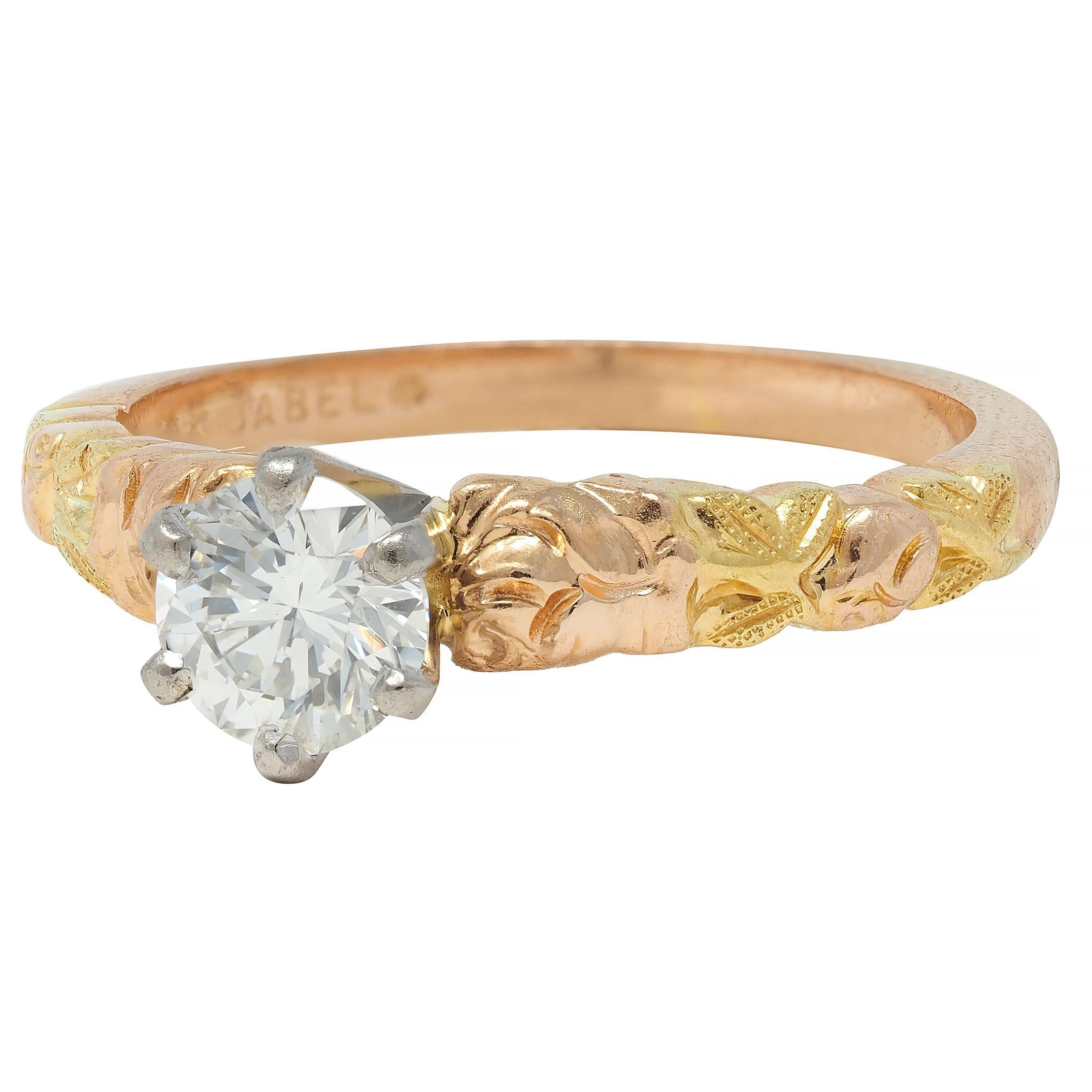 Jabel 0.45 CTW Round Brilliant Diamond 14 Karat Tri-Gold Rose Engagement Ring 2