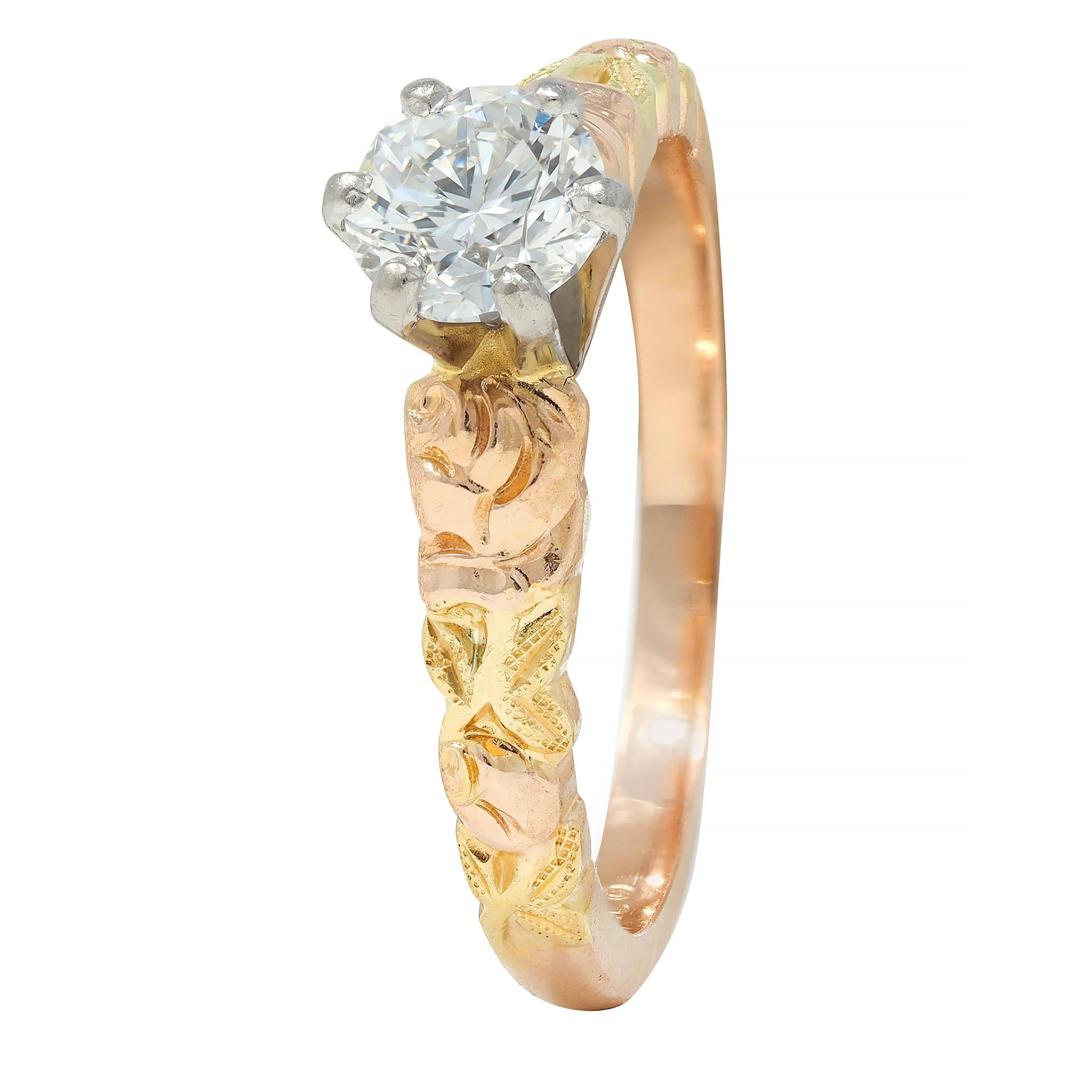 Jabel 0.45 CTW Round Brilliant Diamond 14 Karat Tri-Gold Rose Engagement Ring 3