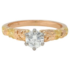 Jabel 0.45 CTW Round Brilliant Diamond 14 Karat Tri-Gold Rose Engagement Ring