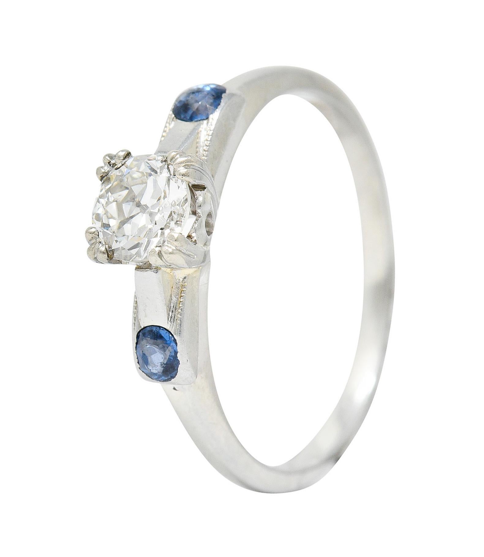 Jabel 0.51 Carat Diamond Sapphire 18 Karat White Gold Ring For Sale 4