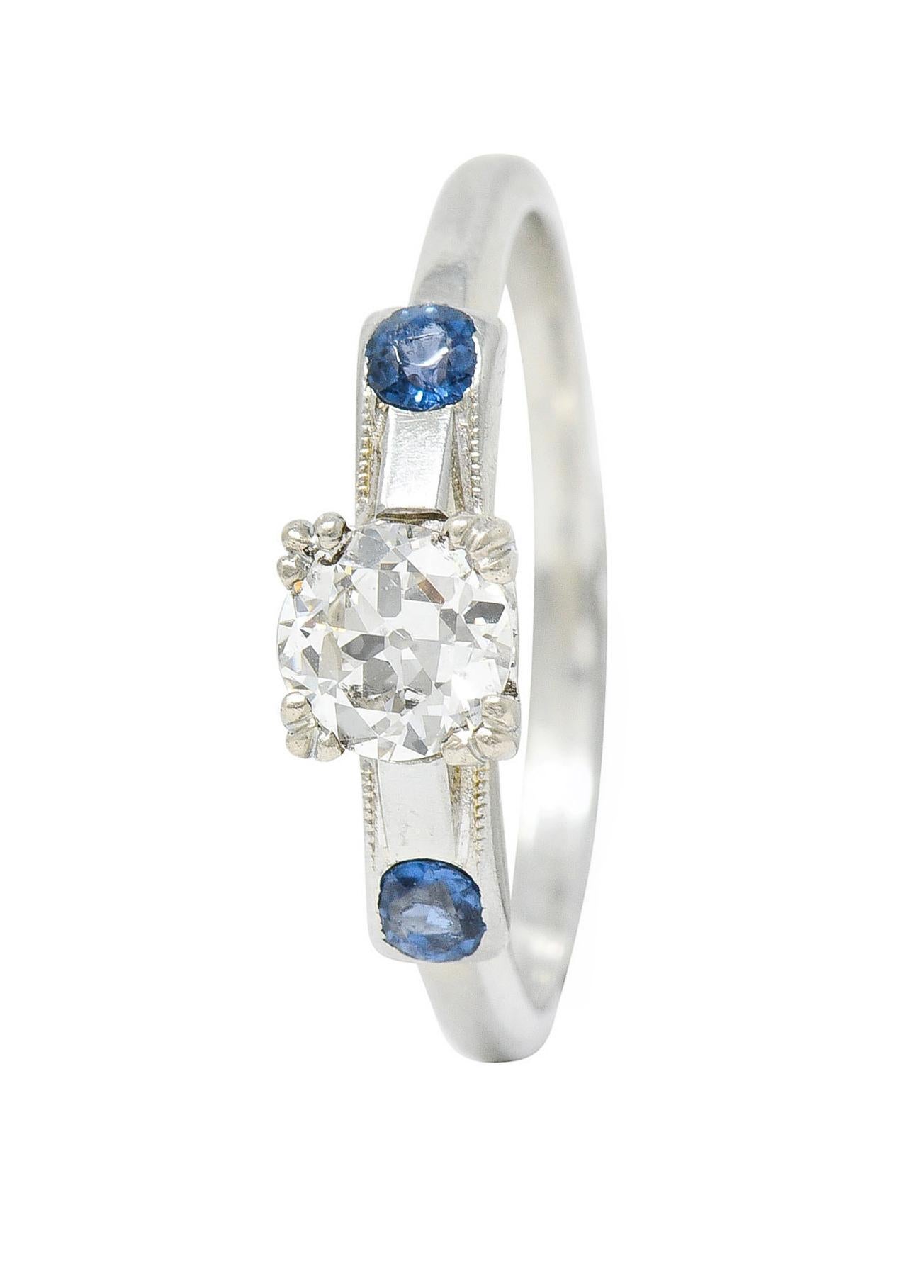 Jabel 0.51 Carat Diamond Sapphire 18 Karat White Gold Ring For Sale 5