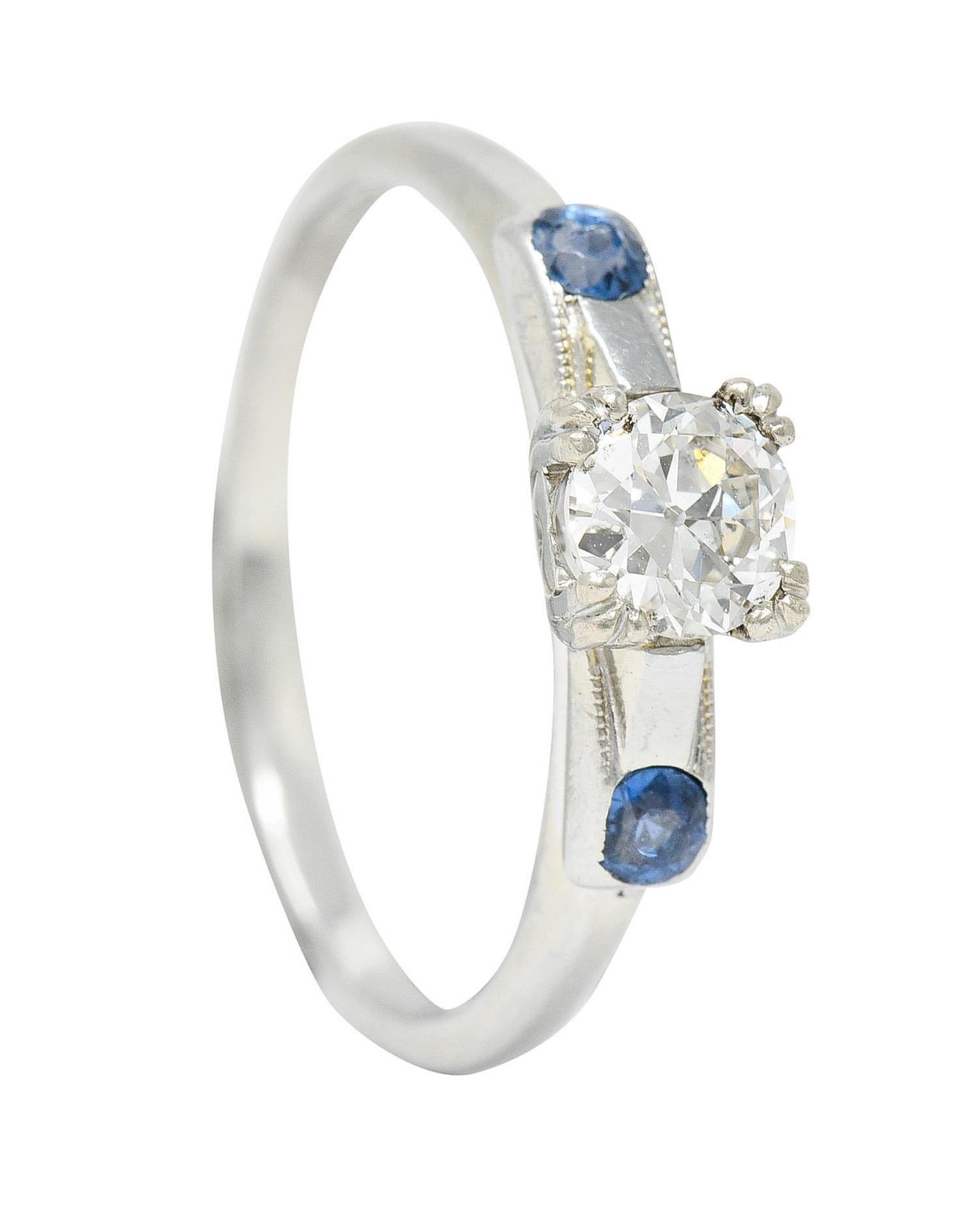 Jabel 0.51 Carat Diamond Sapphire 18 Karat White Gold Ring For Sale 6