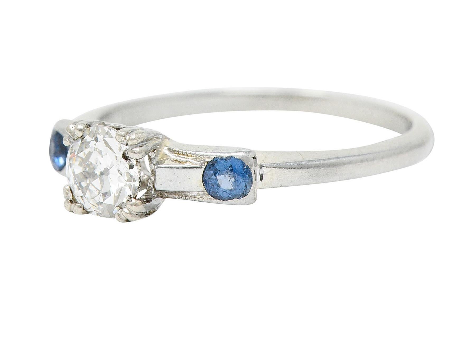 Women's or Men's Jabel 0.51 Carat Diamond Sapphire 18 Karat White Gold Ring For Sale