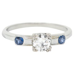 Vintage Jabel 0.51 Carat Diamond Sapphire 18 Karat White Gold Ring