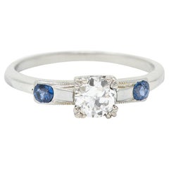 Jabel 0.51 Carat Diamond Sapphire 18 Karat White Gold Ring