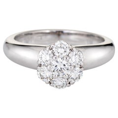 Jabel 0.75ct Diamond Cluster Ring Vintage Platinum Estate Fine Jewelry