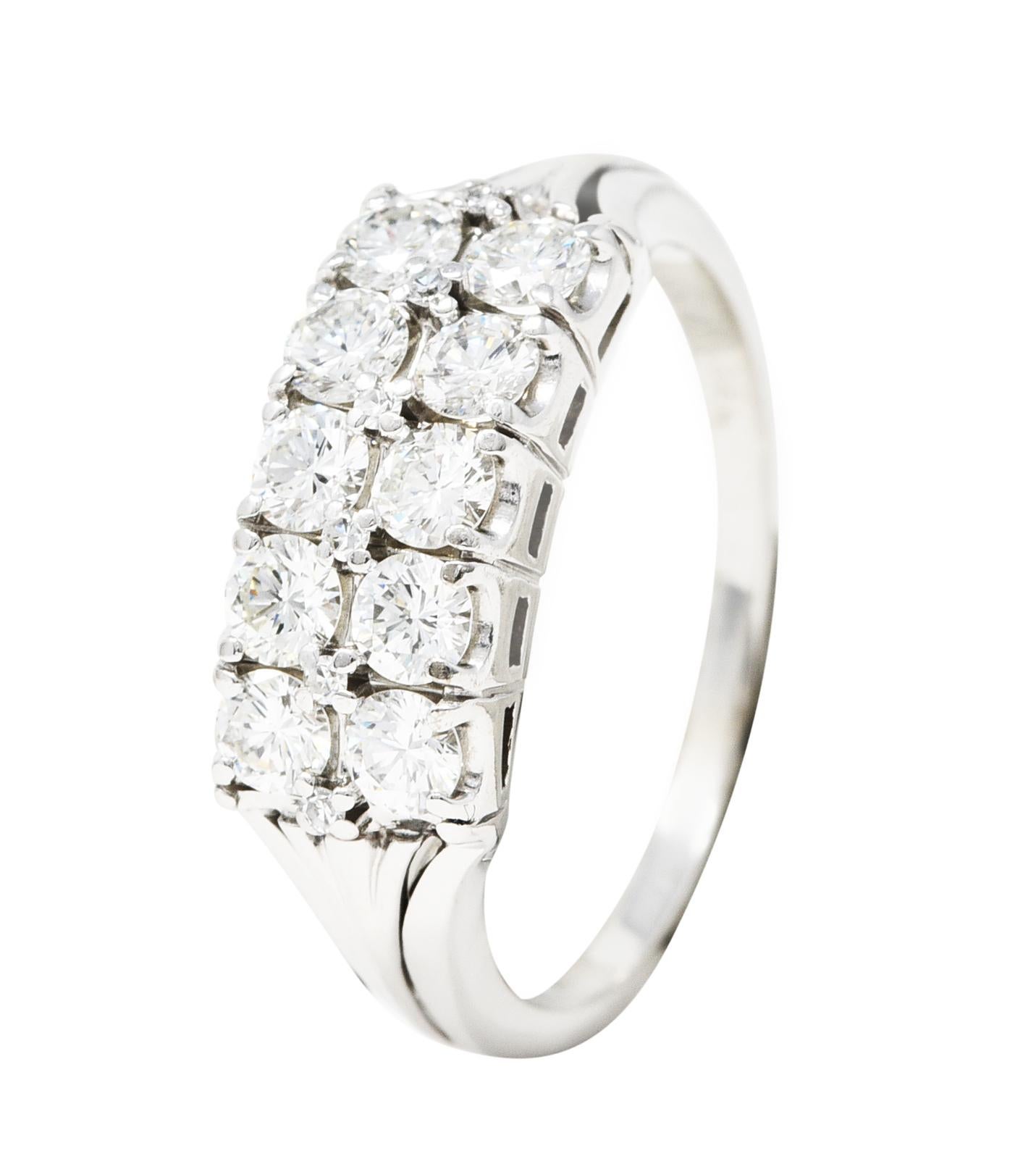 Jabel 1.00 Carats Diamond 18 Karat White Gold Double Row Vintage Band Ring 1