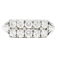 Jabel 1.00 Carats Diamond 18 Karat White Gold Double Row Vintage Band Ring