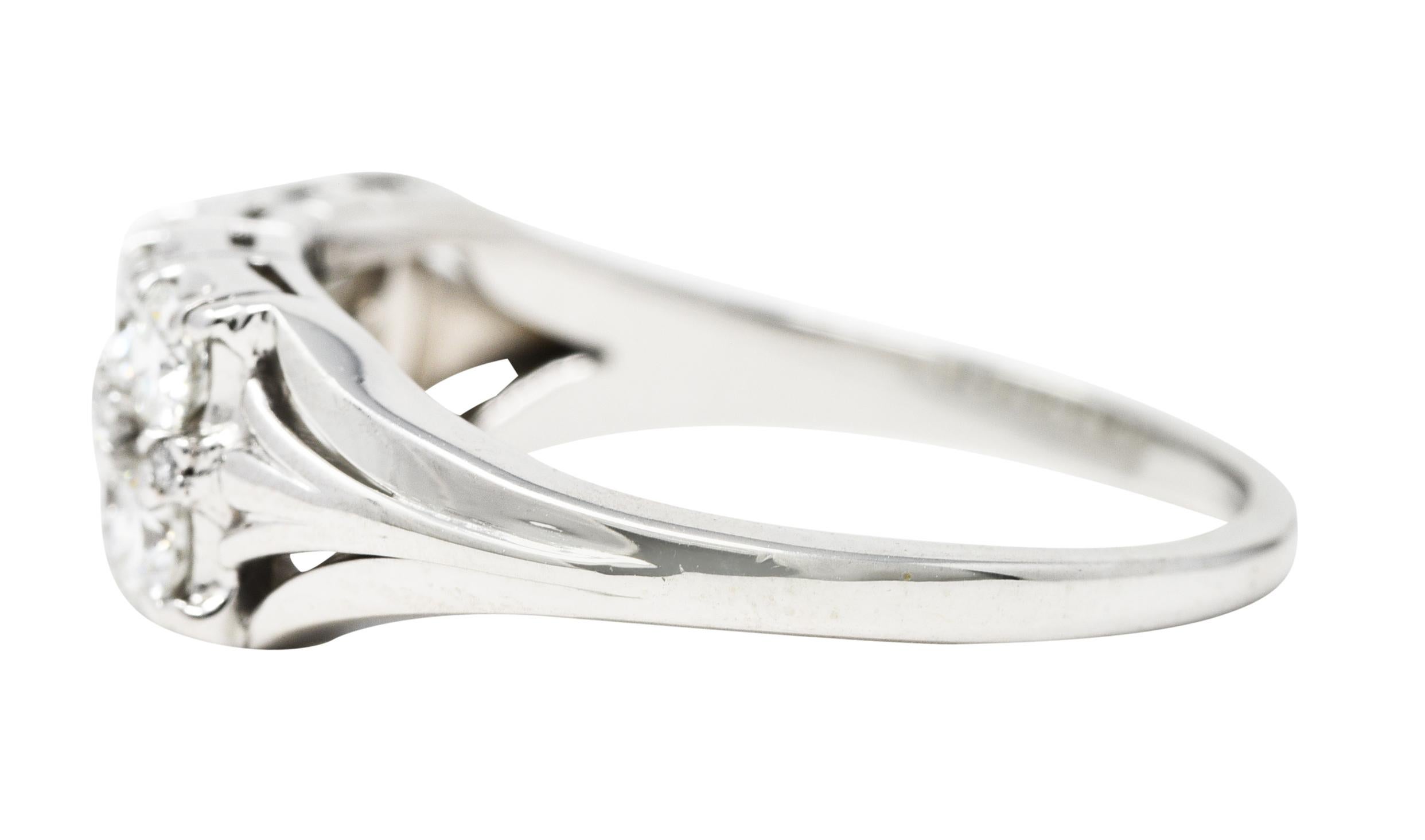 Retro Jabel 1.00 Carats Diamond 18 Karat White Gold Double Row Vintage Band Ring