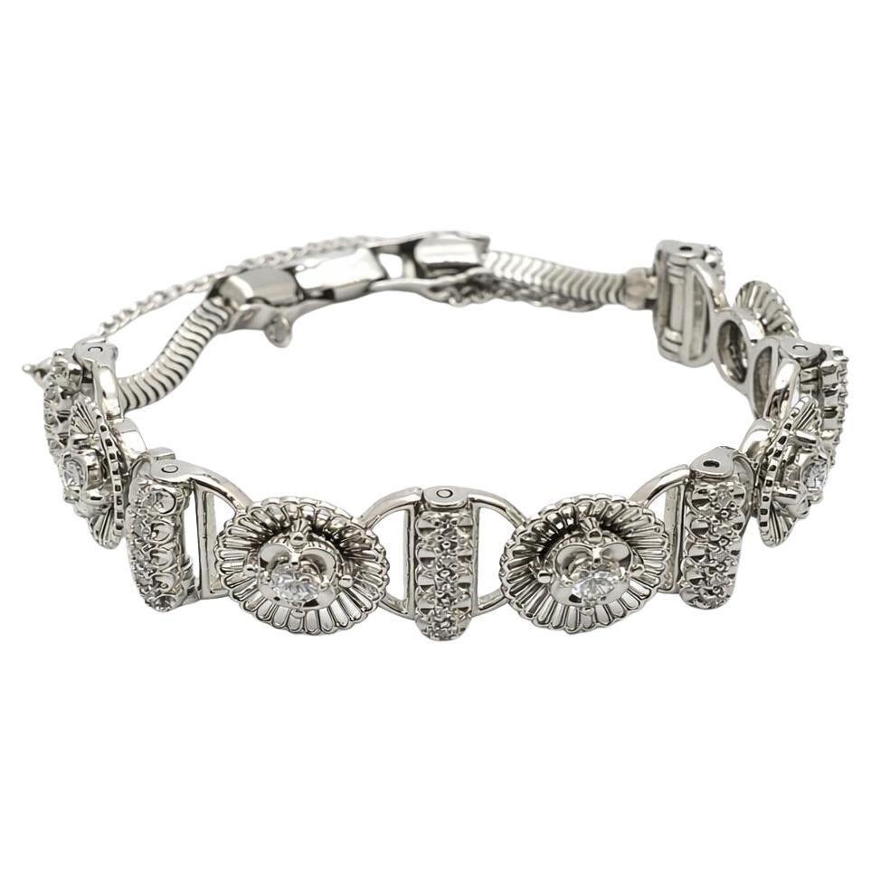 Jabel 1.05 CT Diamond 18K White Gold Vintage Bracelet For Sale