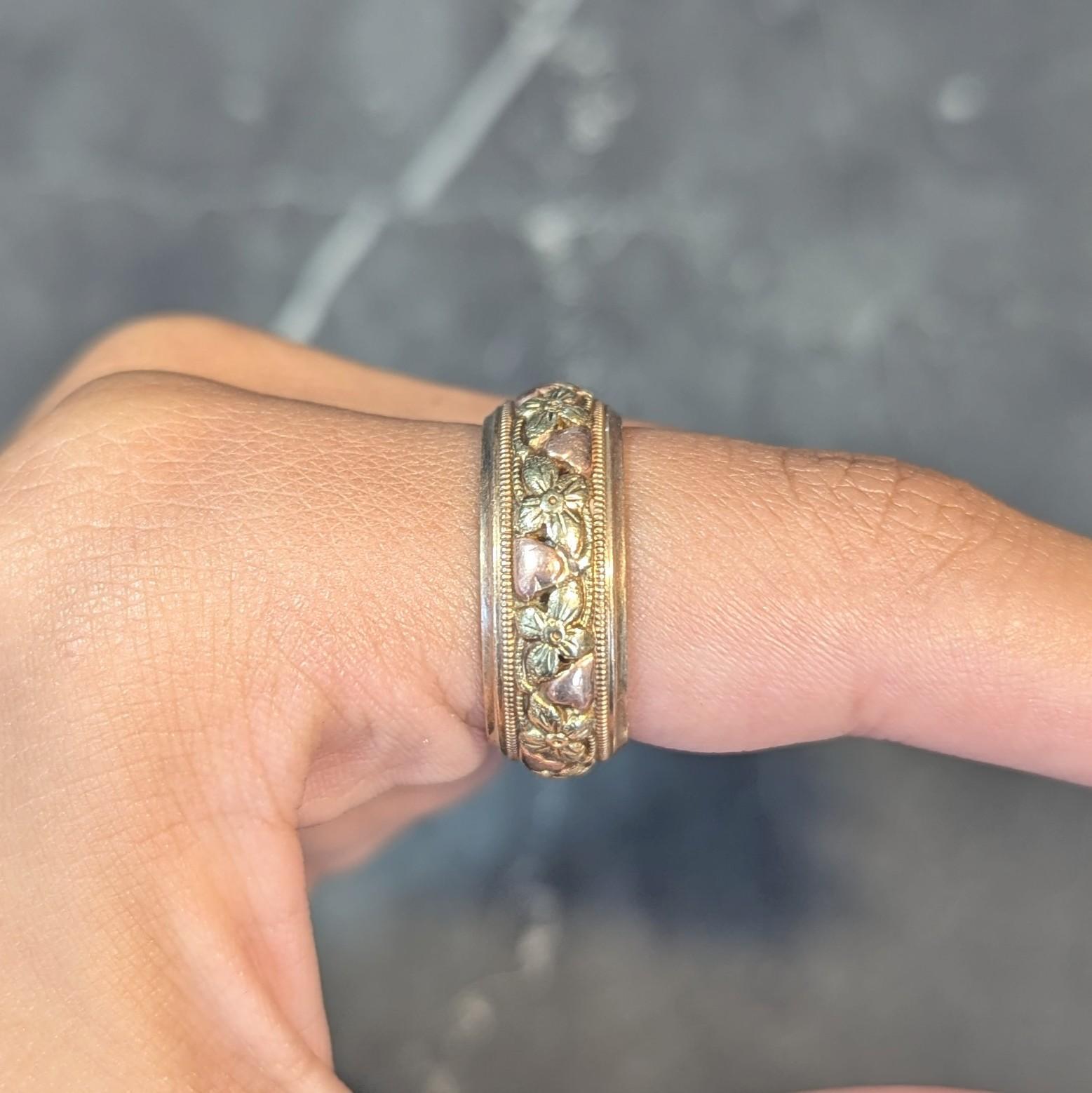 Jabel 14 Karat Yellow Green Rose Gold Orange Blossom Unisex Band Ring en vente 6