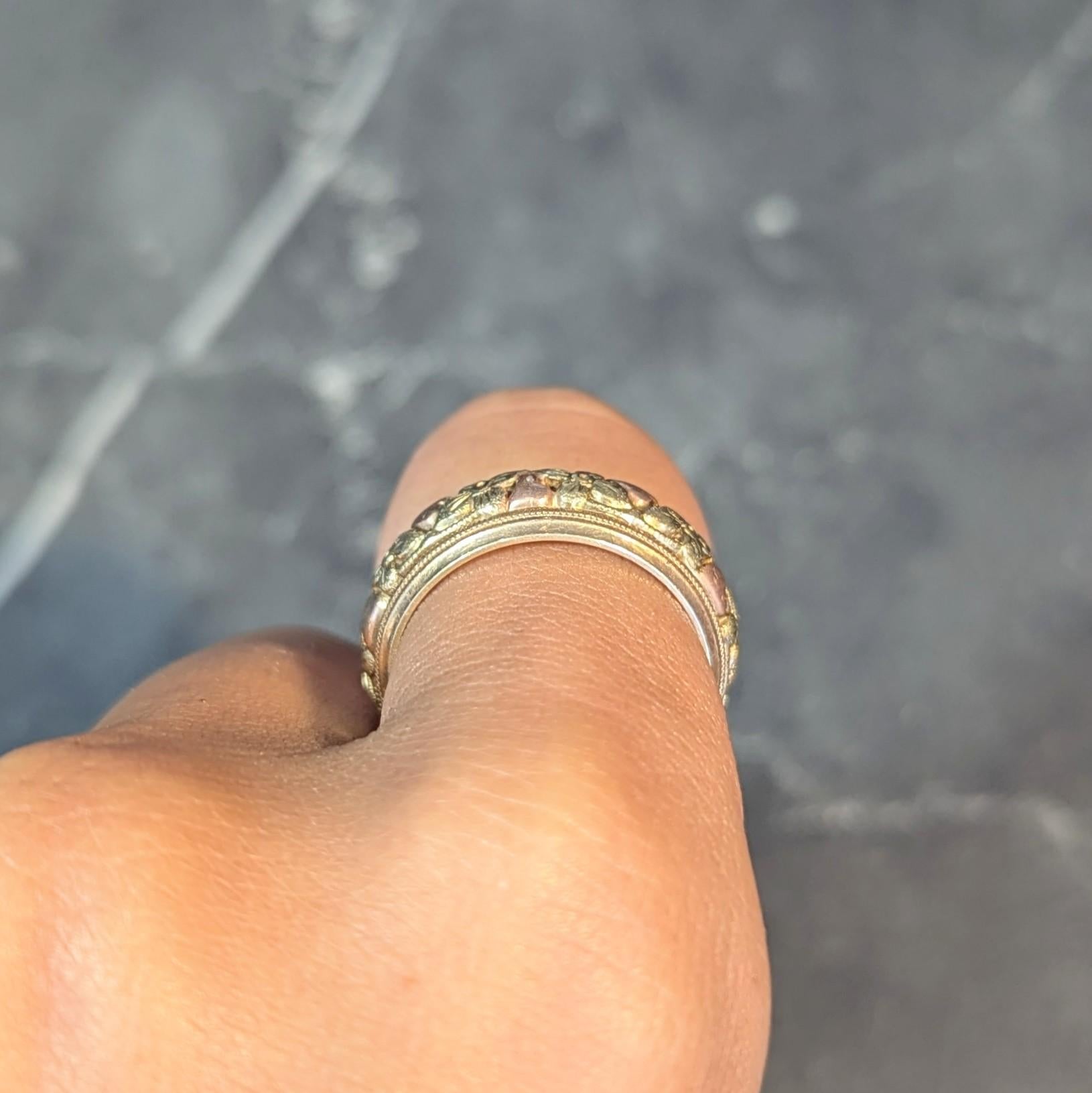 Jabel 14 Karat Yellow Green Rose Gold Orange Blossom Unisex Band Ring en vente 5