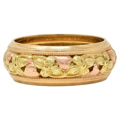 Jabel 14 Karat Yellow Green Rose Gold Orange Blossom Unisex Band Ring