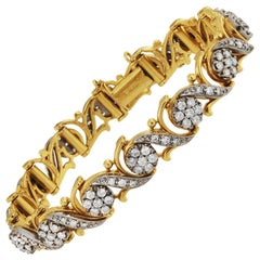 Jabel 18 Karat White and Yellow Gold Diamond Cluster Bracelet