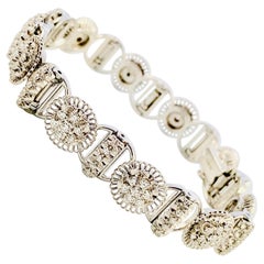 Jabel Bracelet en or blanc 18 carats et diamants pleine section