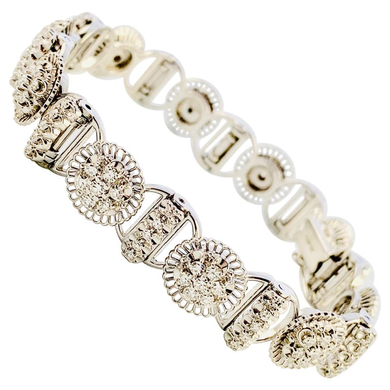 Jabel 18 Karat White Gold and Diamond Full Section Bracelet at 1stDibs