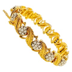 Vintage Jabel 18 Karat Yellow Gold and Diamond Add A Section Bracelet