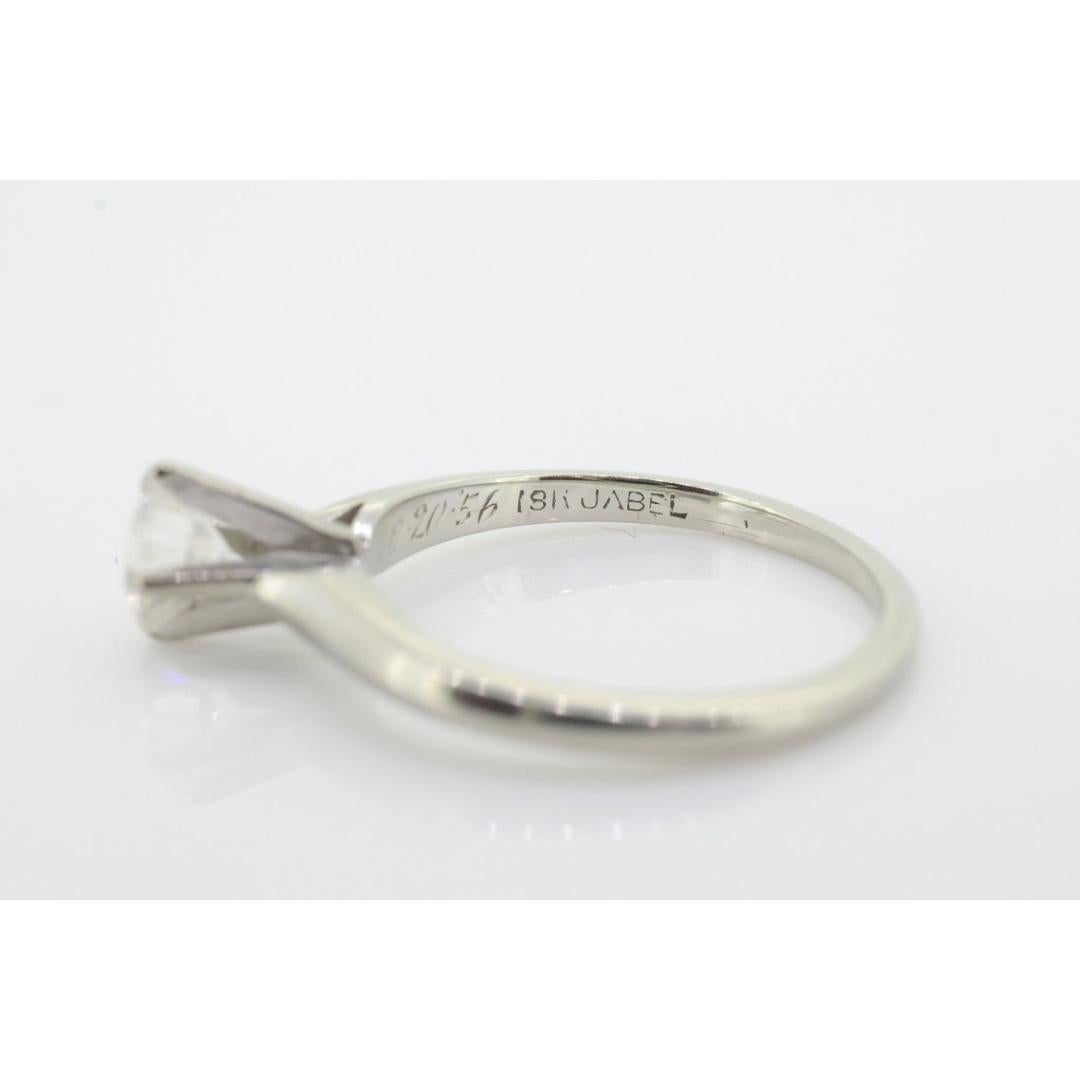 Women's JABEL 18k 1/2ct Diamond Solitaire ring. Vintage 18k White Gold Diamond For Sale
