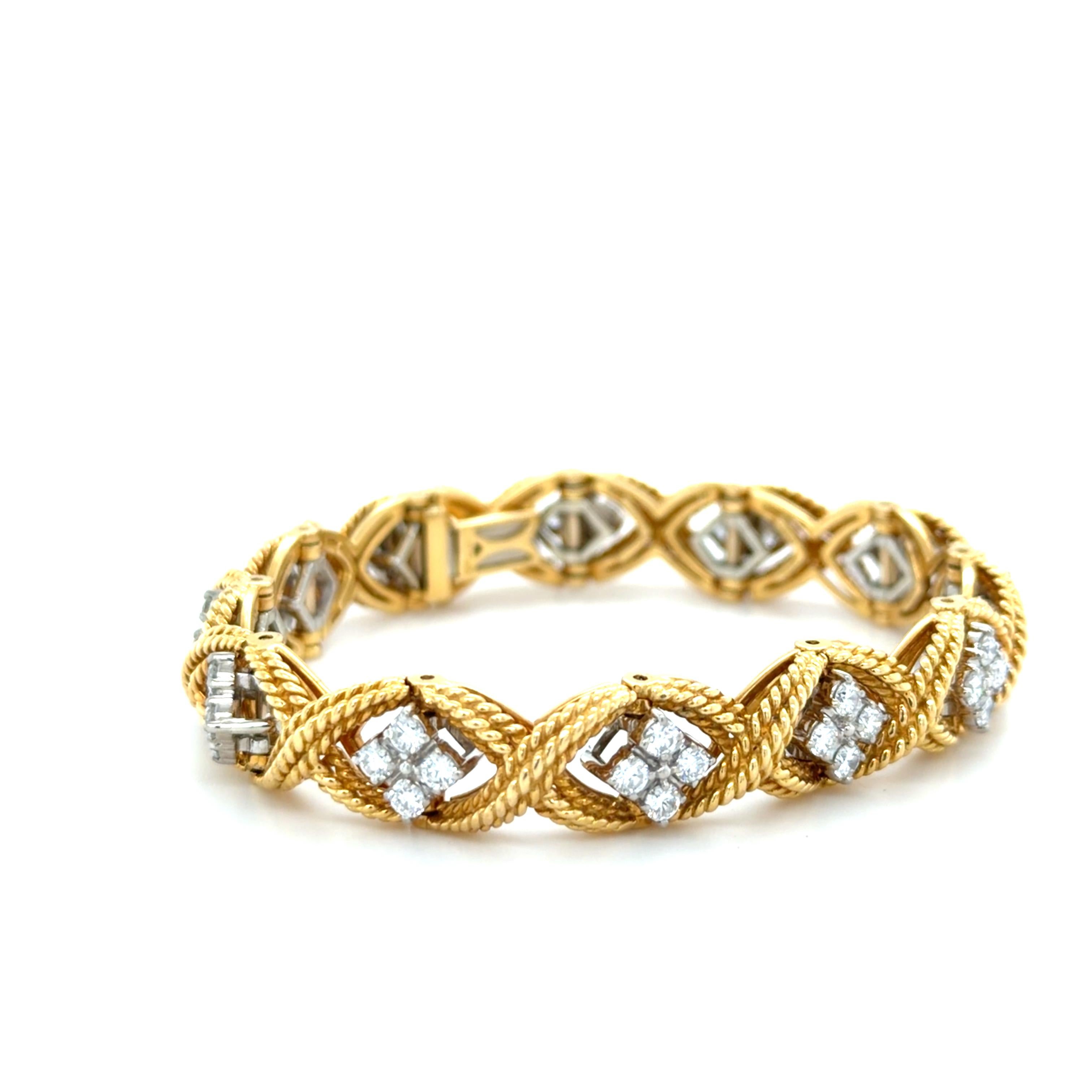 Brilliant Cut Jabel, 18K Bicolor Gold and Diamond Bracelet For Sale